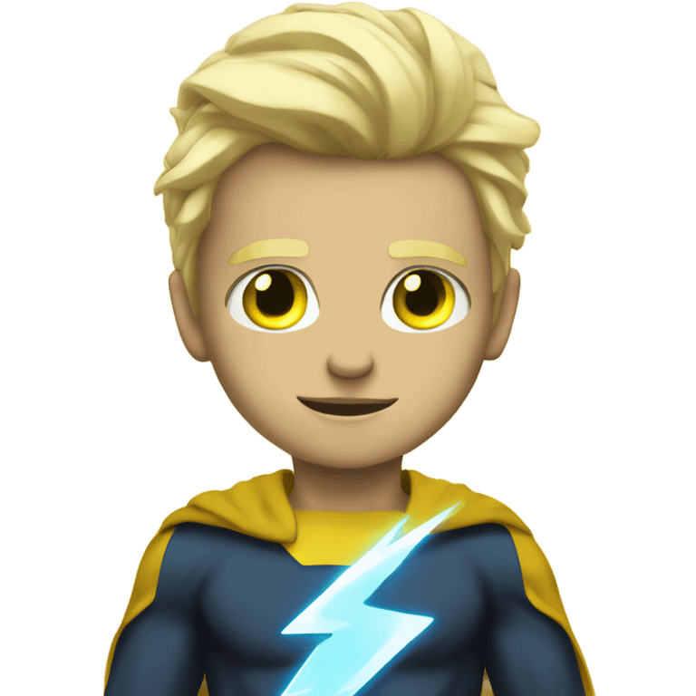 Blond hair yellow eyes boy with lightning superpowers emoji