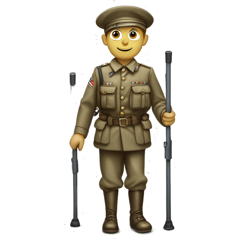 disabled ww1 soldie with amputation on crutches emoji