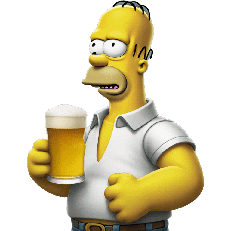 Homer Simpson drinking a beer donuts emoji