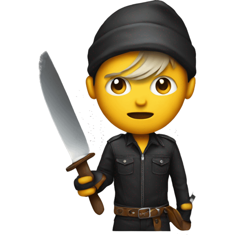 the rockstar emoji holding a knife  emoji