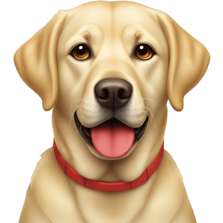 Yellow Labrador dog with a red bone in mouth emoji