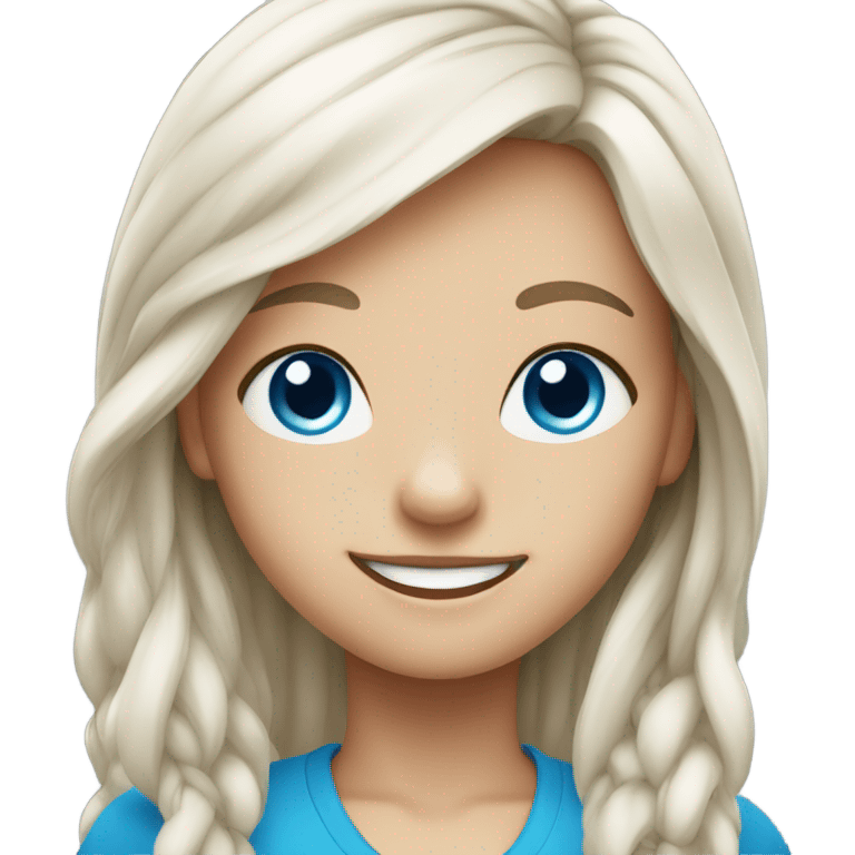 Blue eyed smiling girl with long hair emoji