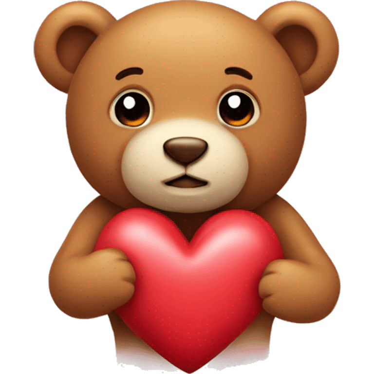 Cute heart with a small teddy bear  emoji