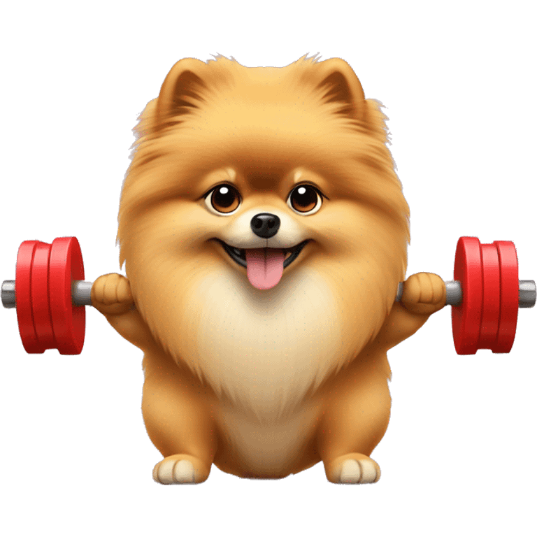 Pomeranian lifting weights emoji