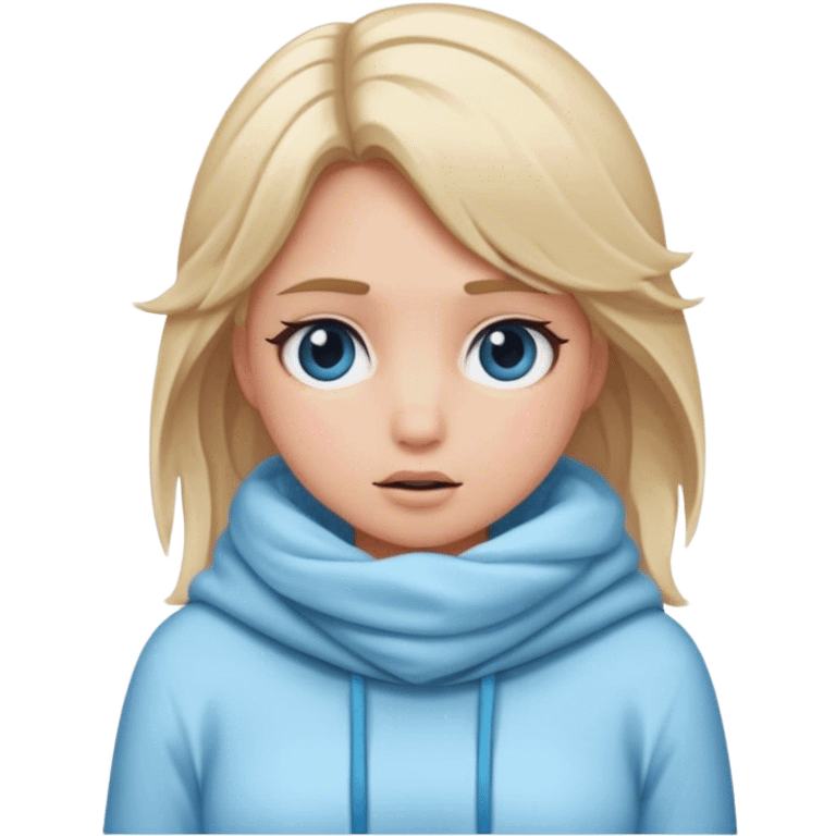 Cold girl with blond hair emoji