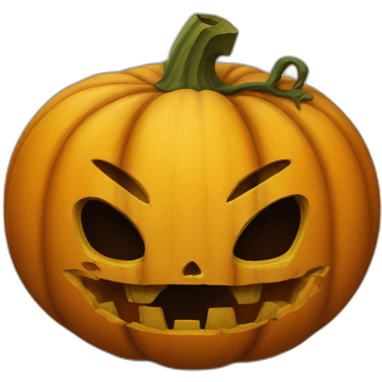 pumpkin wearing a skull mask emoji