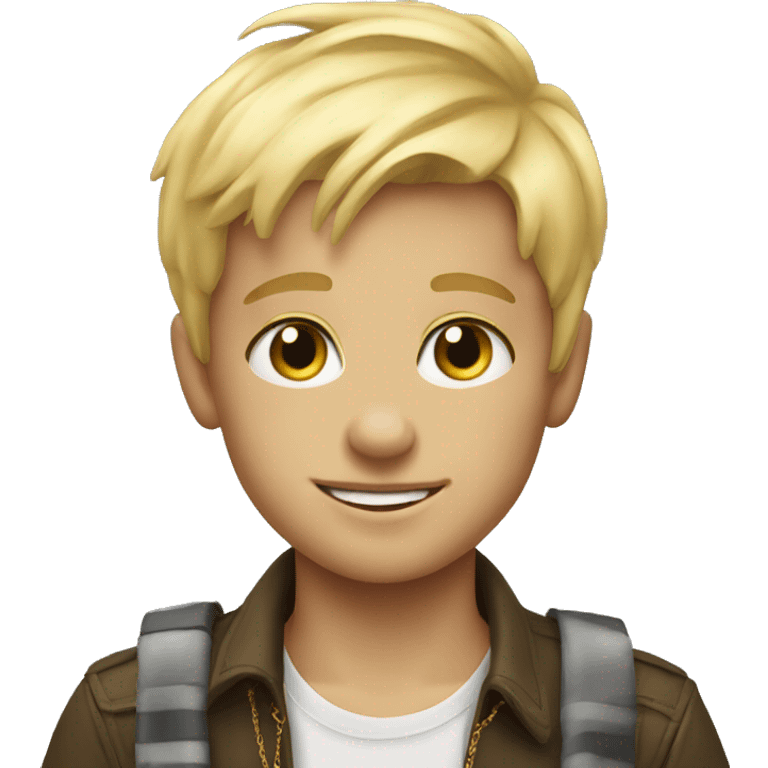 blonde boy with necklace outdoors emoji