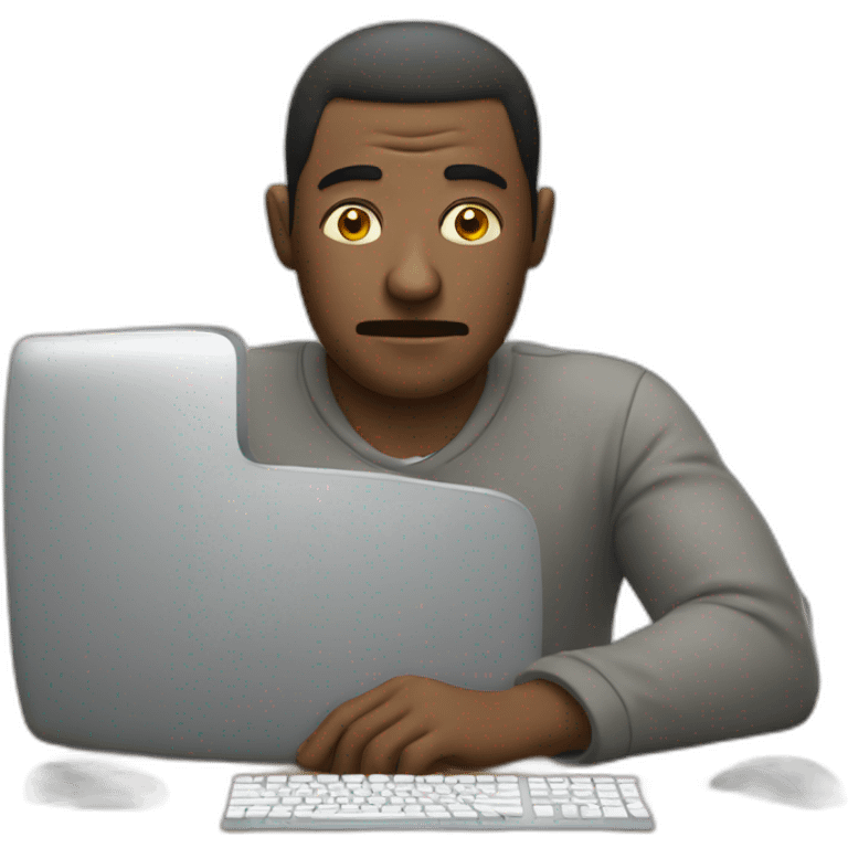 Lazy man in front of computer emoji