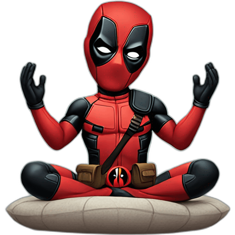 Deadpool doing a meditation emoji