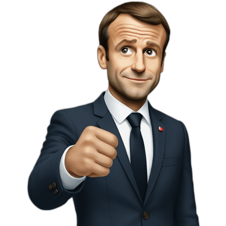 emmanuel macron with his thumb pointing down emoji