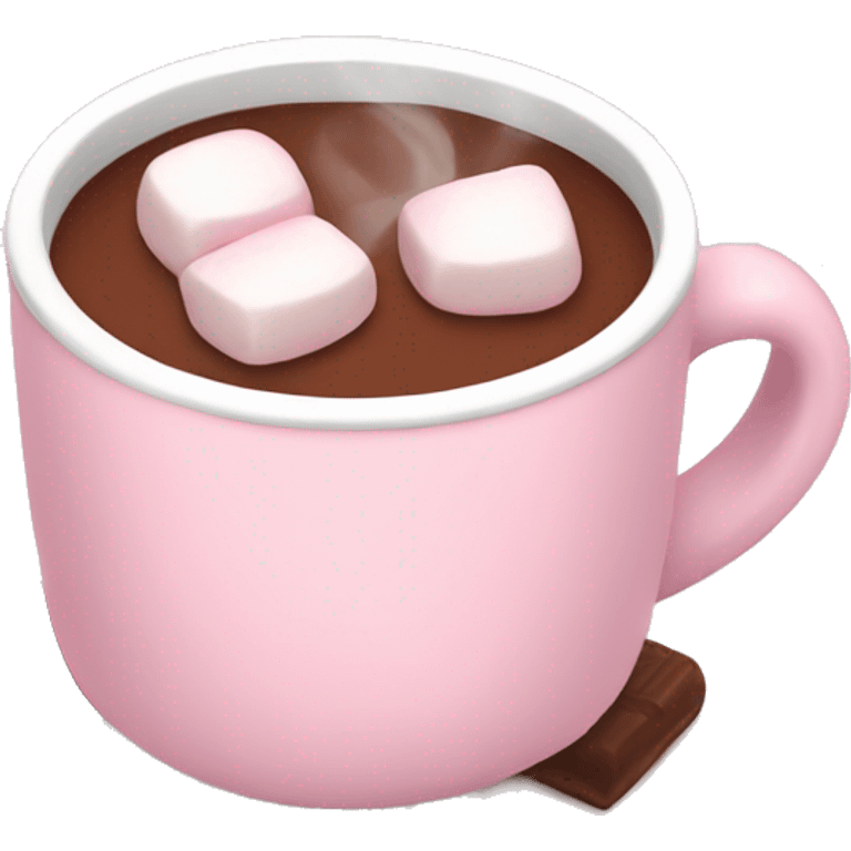 Light Pink mug of hot chocolate with marshmallows  emoji