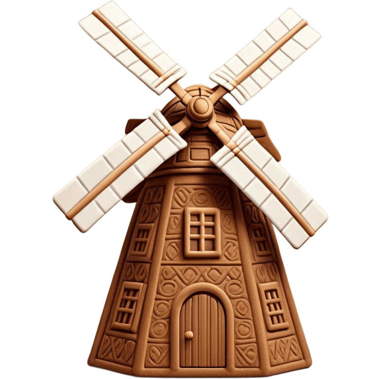 Speculaas Cinematic Realistic Speculaas Biscuit Emoji, depicted as a spiced speculaas cookie crafted in a charming windmill shape, rendered with intricate textures and warm, inviting lighting. emoji