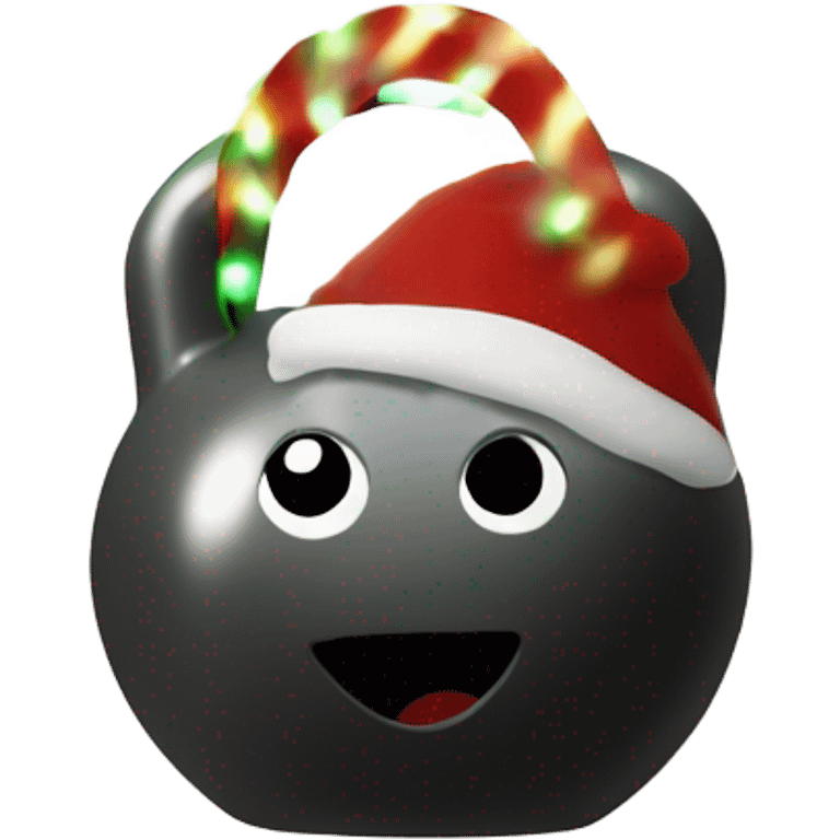 Christmas kettlebell with lights around kettlebell emoji