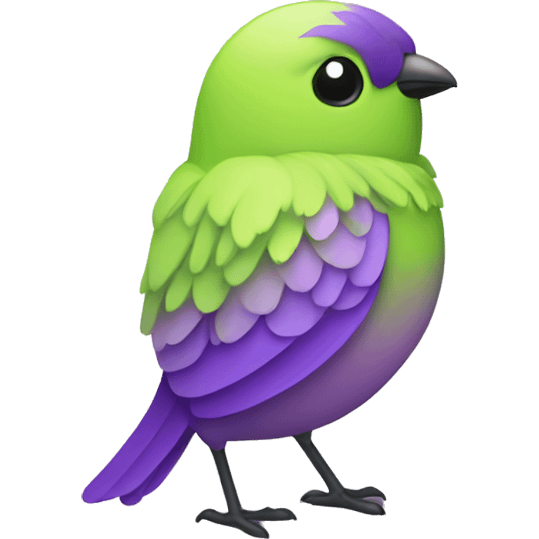 little lime and violet colored Cute Bird  emoji