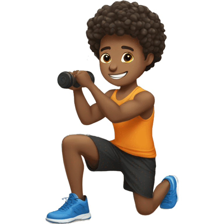 Boy doing curl in the gym emoji