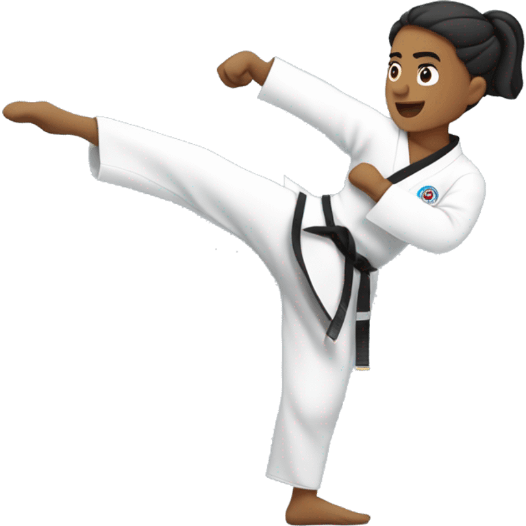 Una persona practicando Taekwondo, a la persona le falta un brazo. Sus movimientos son elegantes y determinados, demostrando habilidad y pasión por este arte marciales. emoji