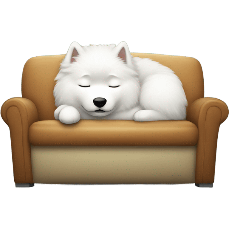 Samoyed sleeping in the coach  emoji