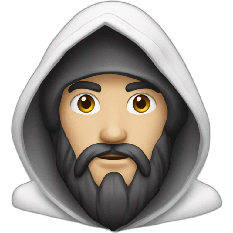 Bearded white hooded assassin emoji