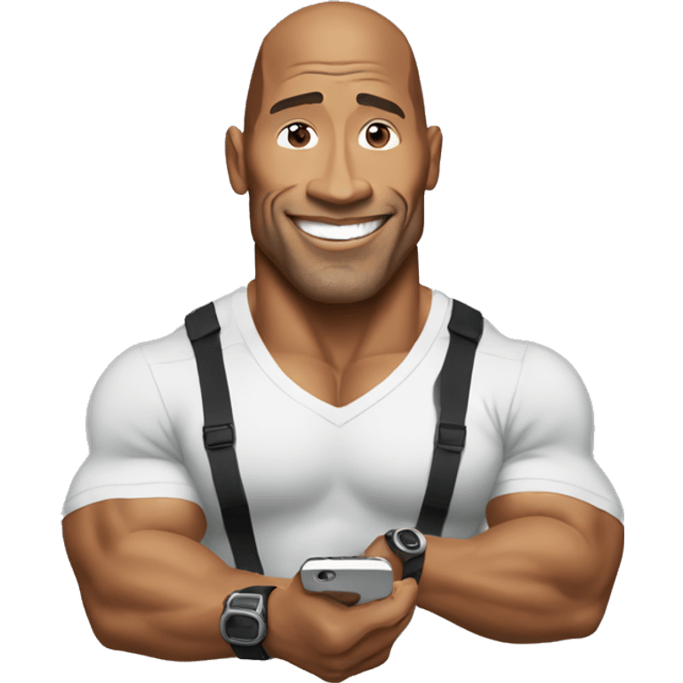 dwayne johnson holding a mobile phone emoji