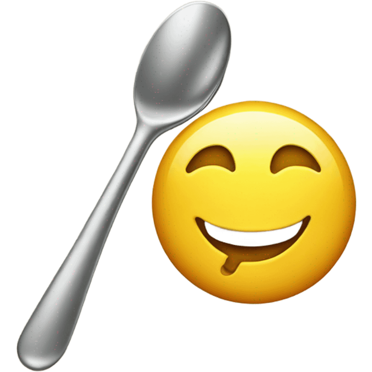 Smile emoji with a spoon filled with sugar an a lighter emoji