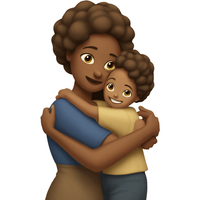 brown mama hugging tan daughter emoji