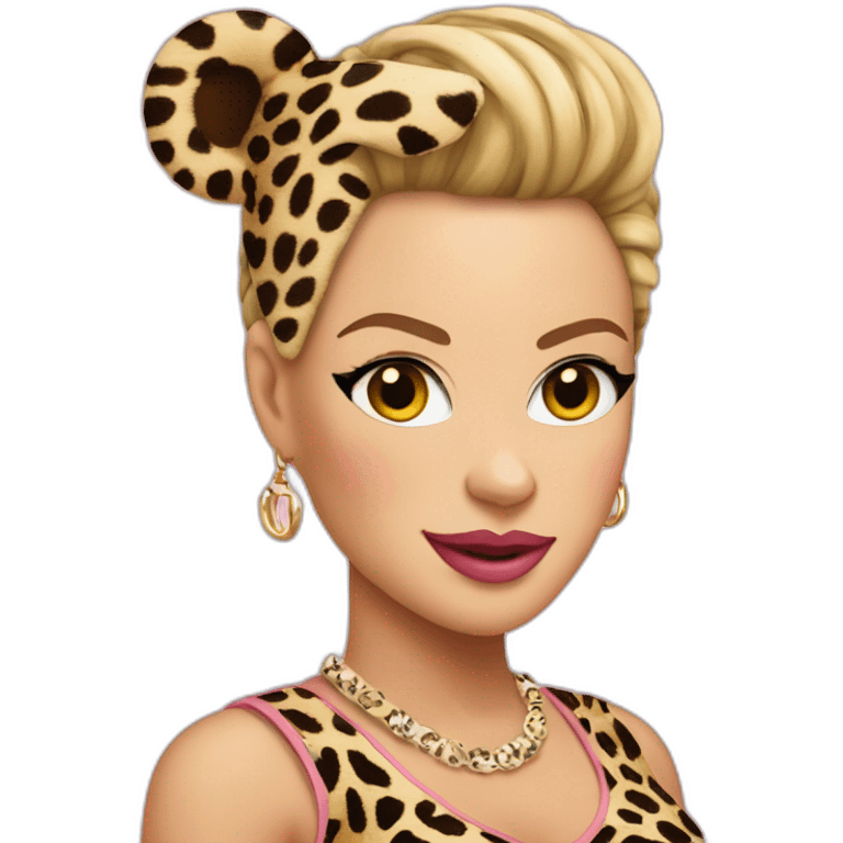 P!nk in leopard costumes with leopard headband emoji