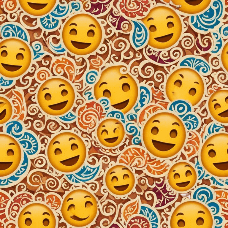 Cinematic Realistic Indonesian Batik Pop Culture Emoji, showcasing intricate, colorful batik patterns rendered with detailed textures and vibrant, cultural lighting. emoji