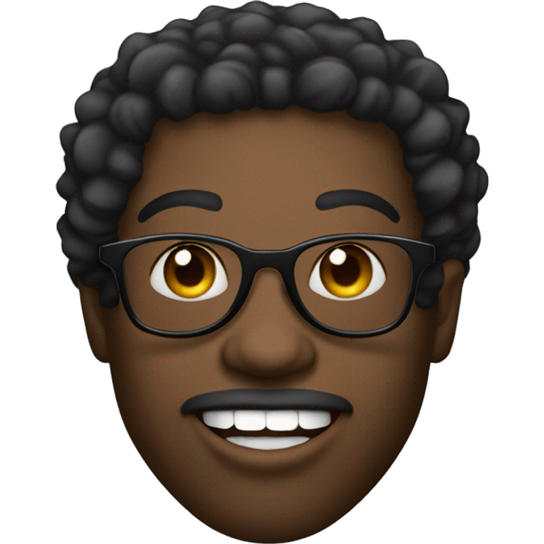 African-American guy with grills in mouth square framed shades, and low curly hair emoji