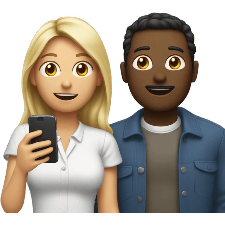 Two people chatting with a smartphone  emoji