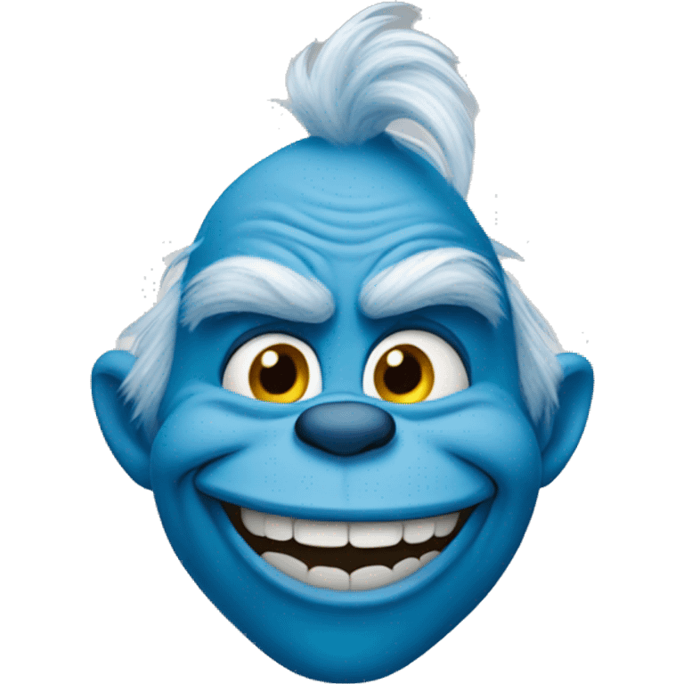 Blue grinch smiling emoji