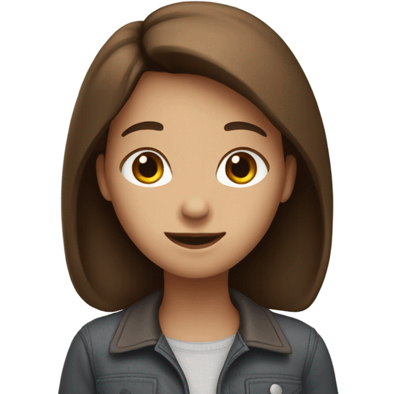 Girl with brown hair saying hi emoji