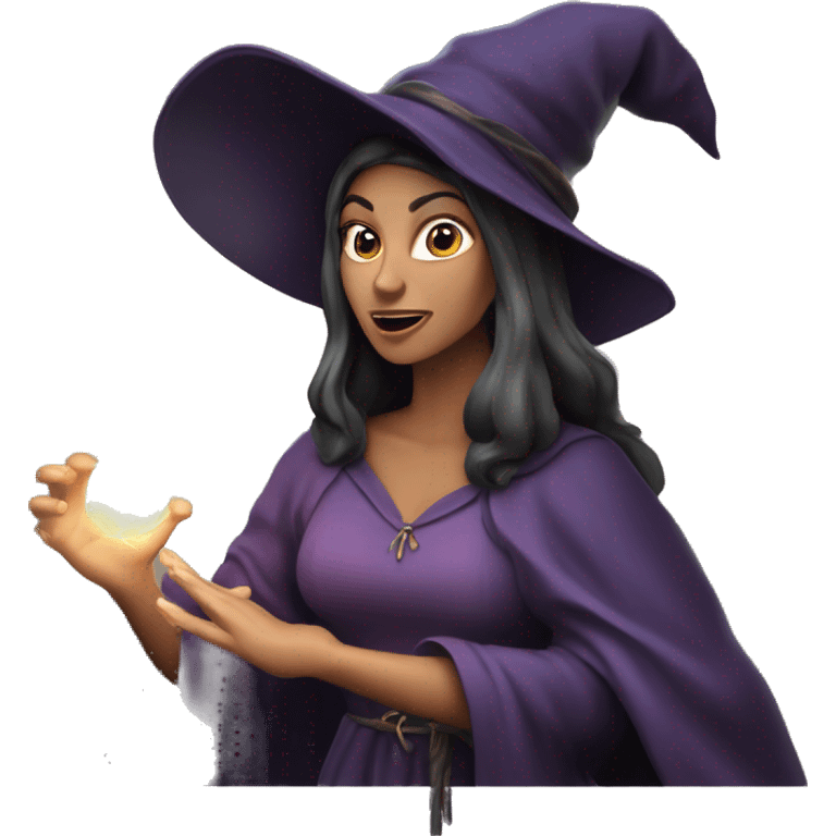 Caucasian witch casting a spell emoji