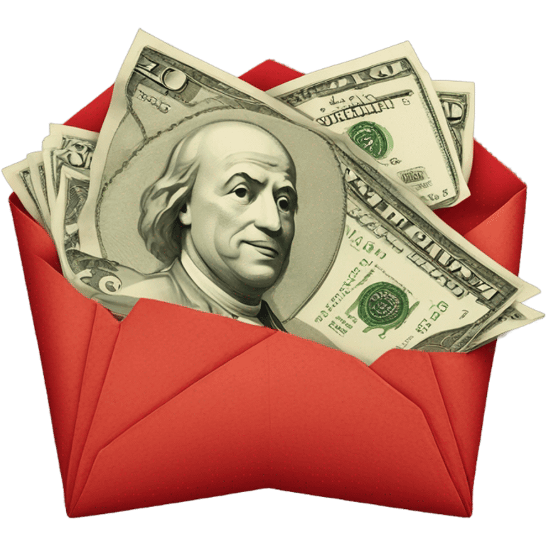 The red envelope contained bills of red paper money emoji