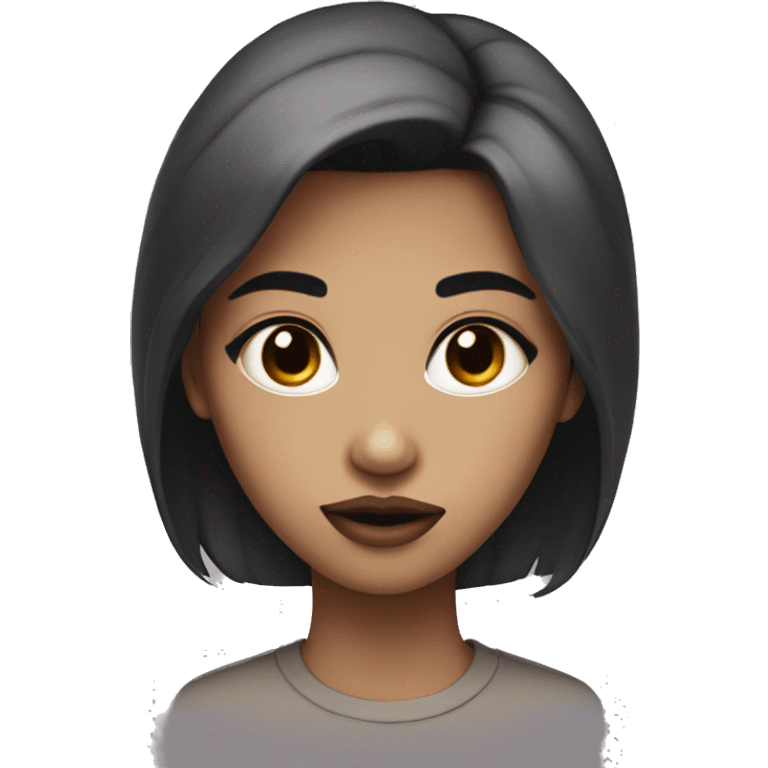 do me a avatar with dark eyes, dark hair, a big lips and a pretty fac emoji