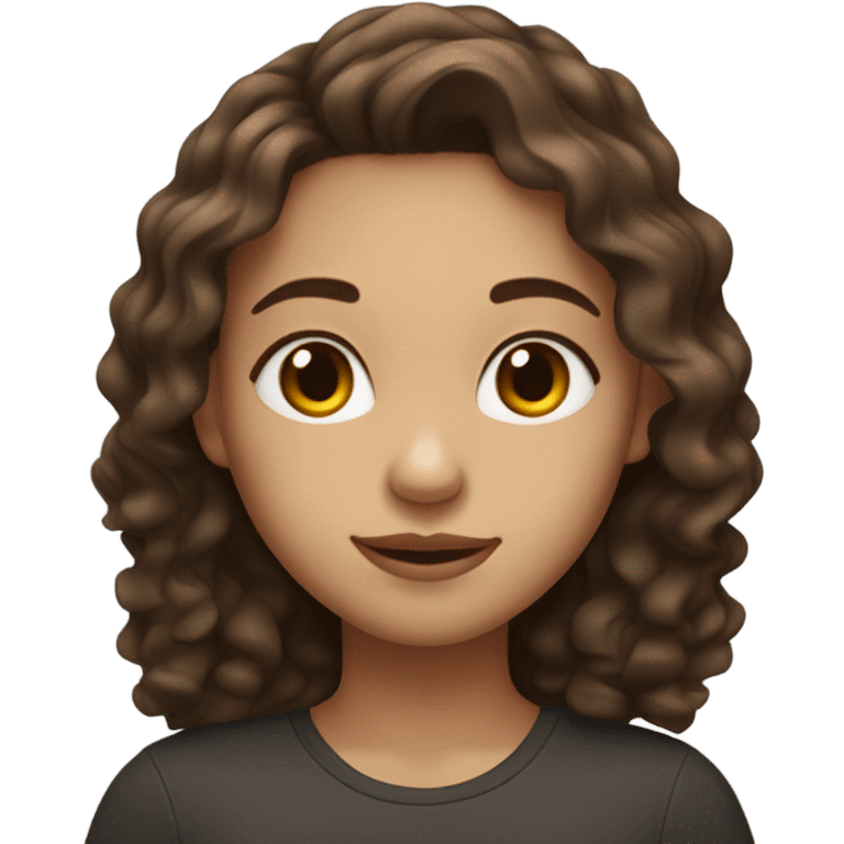 a basic emoji of me....a real pale lighskin mixed girl with dark amber colored eyes and dark auburn medium cut wavy hair with a mole on the middle of my chin and top left edges emoji