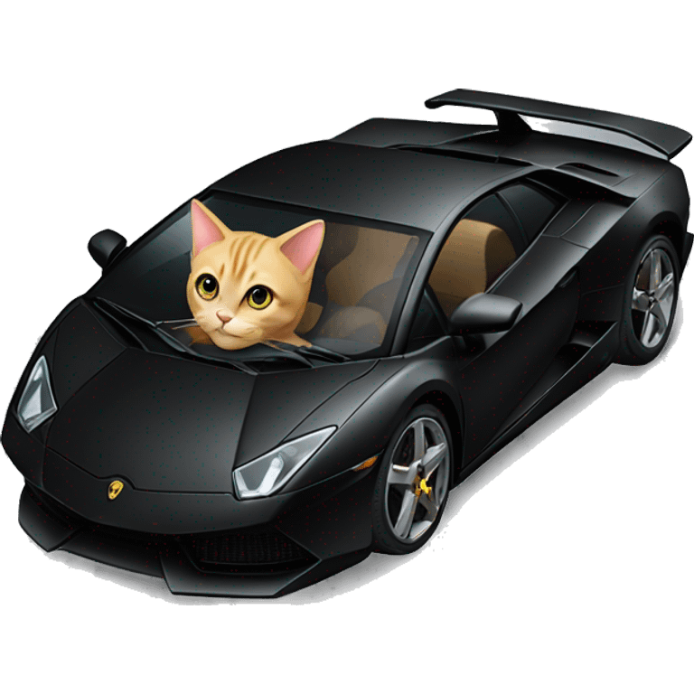 cat drive a black lamborghini emoji