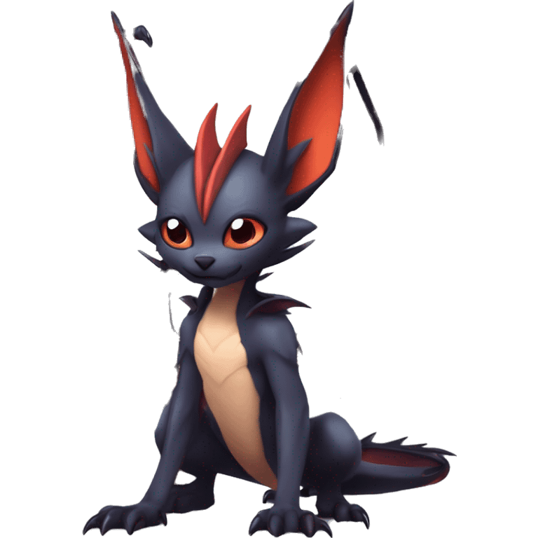  Kawaii Edgy Cool Vampiric Beautiful Noivern-Nargacuga-Litten with big Bat Ears full body emoji