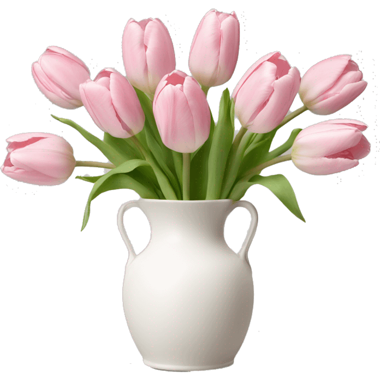 Light pink tulips in white vase emoji