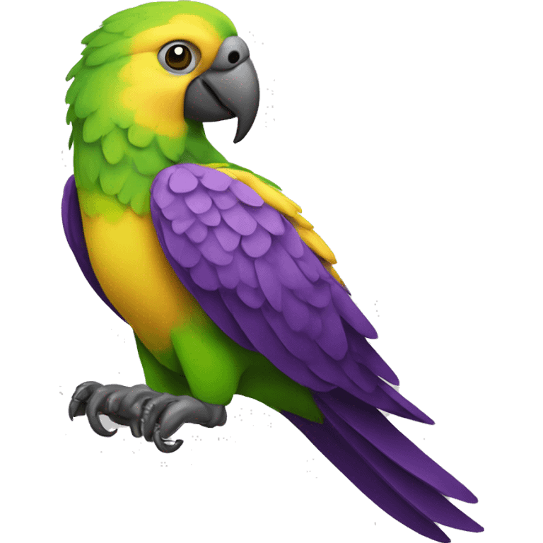 Green, Yellow and Purple parrot with realistic and vibrant form. emoji