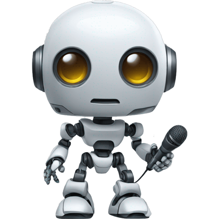 Ai robot with microphone in his hand emoji