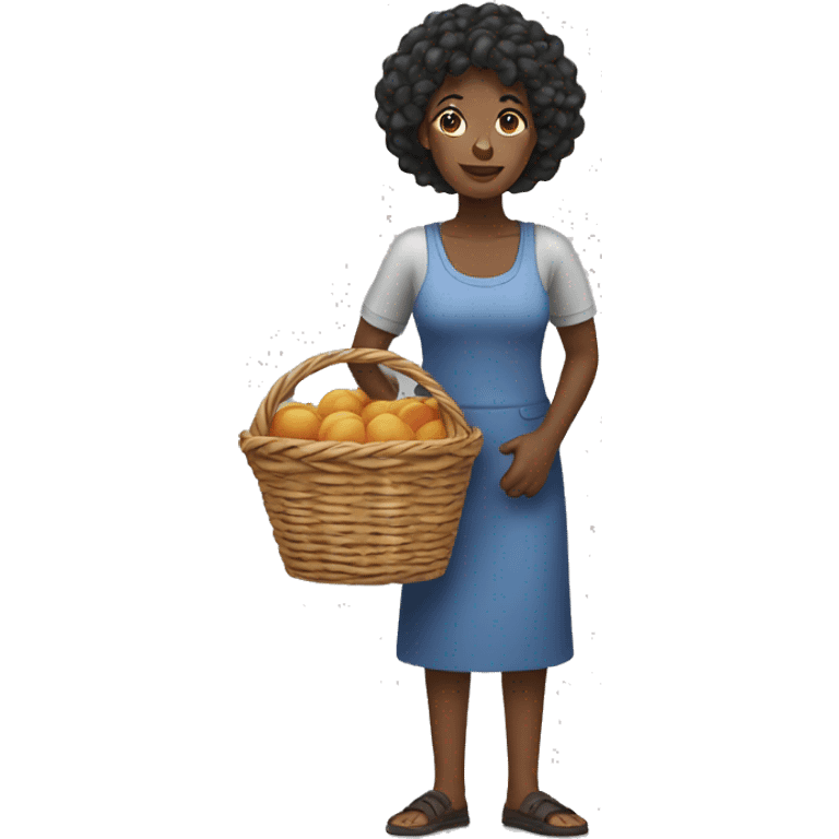 Black woman standing with basket emoji