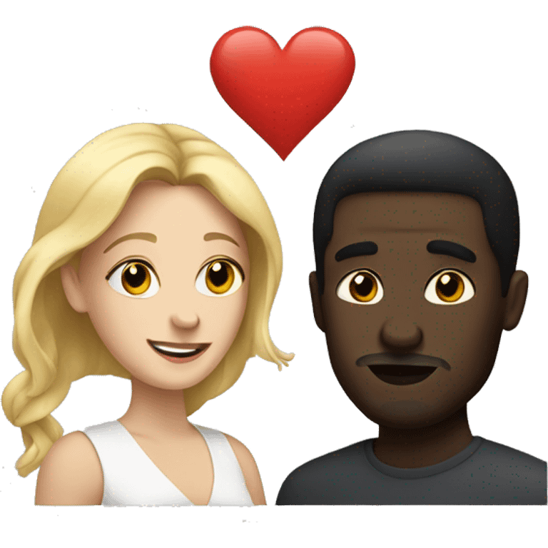 couple of white woman and dark man in love emoji