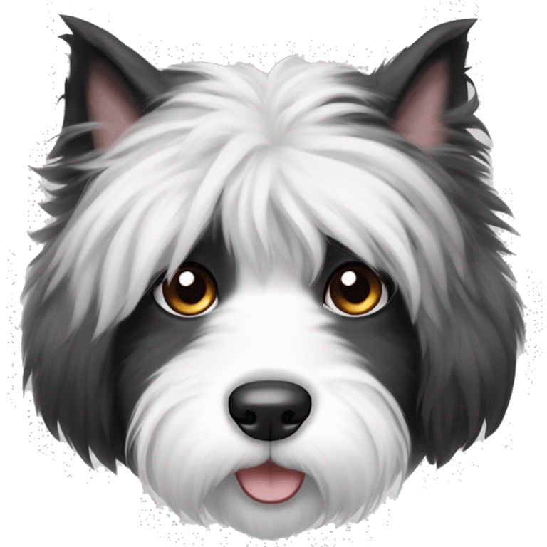 half old English Sheepdog half maine coon cat emoji