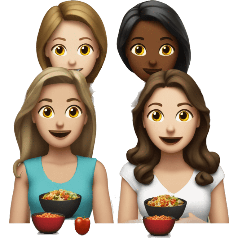 3 white brunette girls eating at chilis emoji