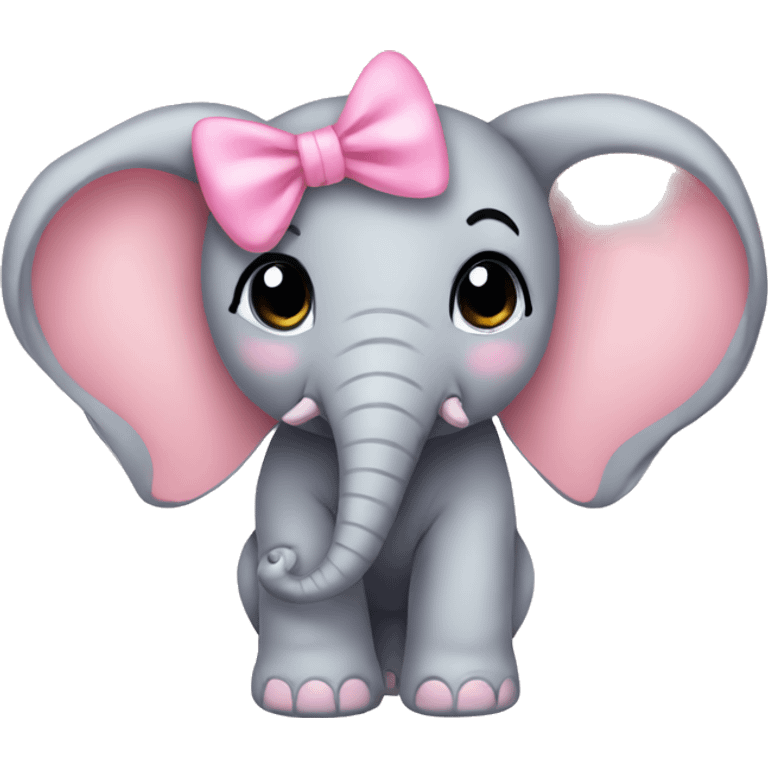 elephant baby pink bow emoji