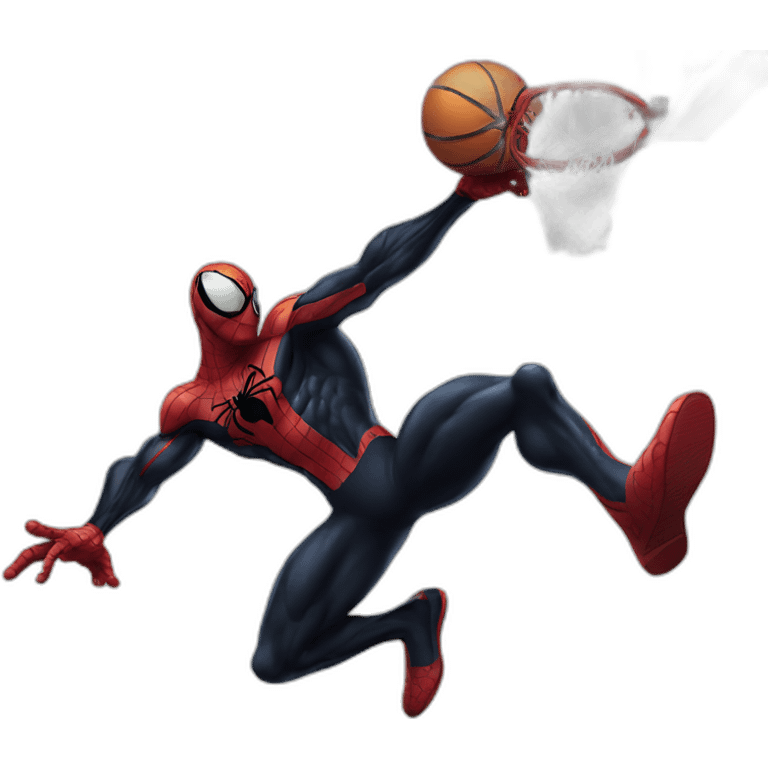 Venom slam dunks on spiderman emoji