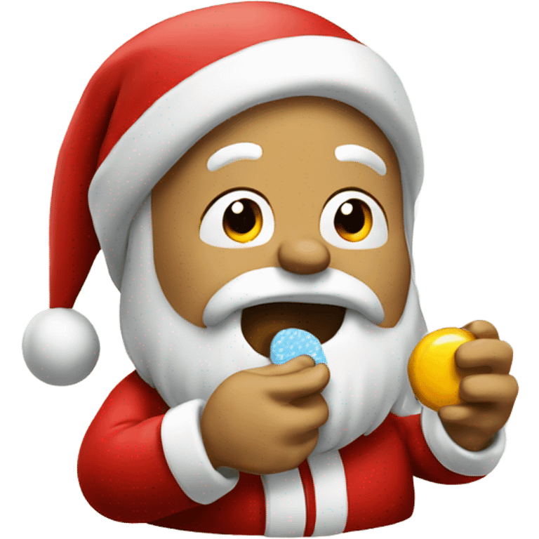 Santa eating a pill emoji