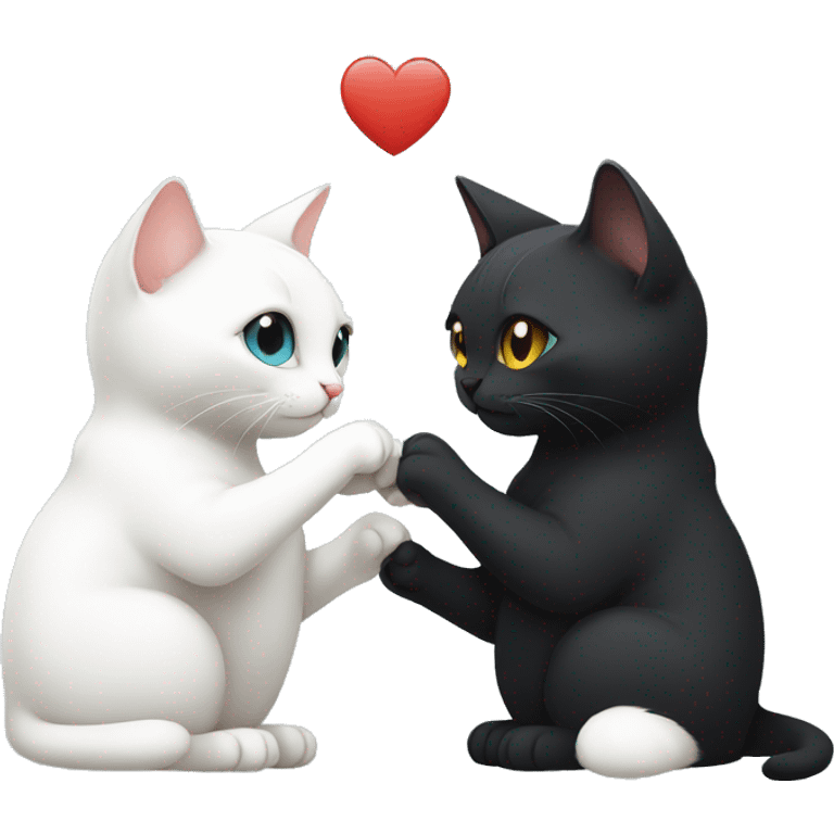 black cat and white cat holding hands emoji