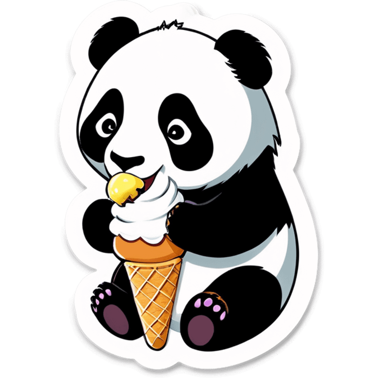 Panda eating ice cream emoji