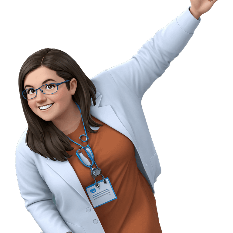 smiling girl in lab coat emoji